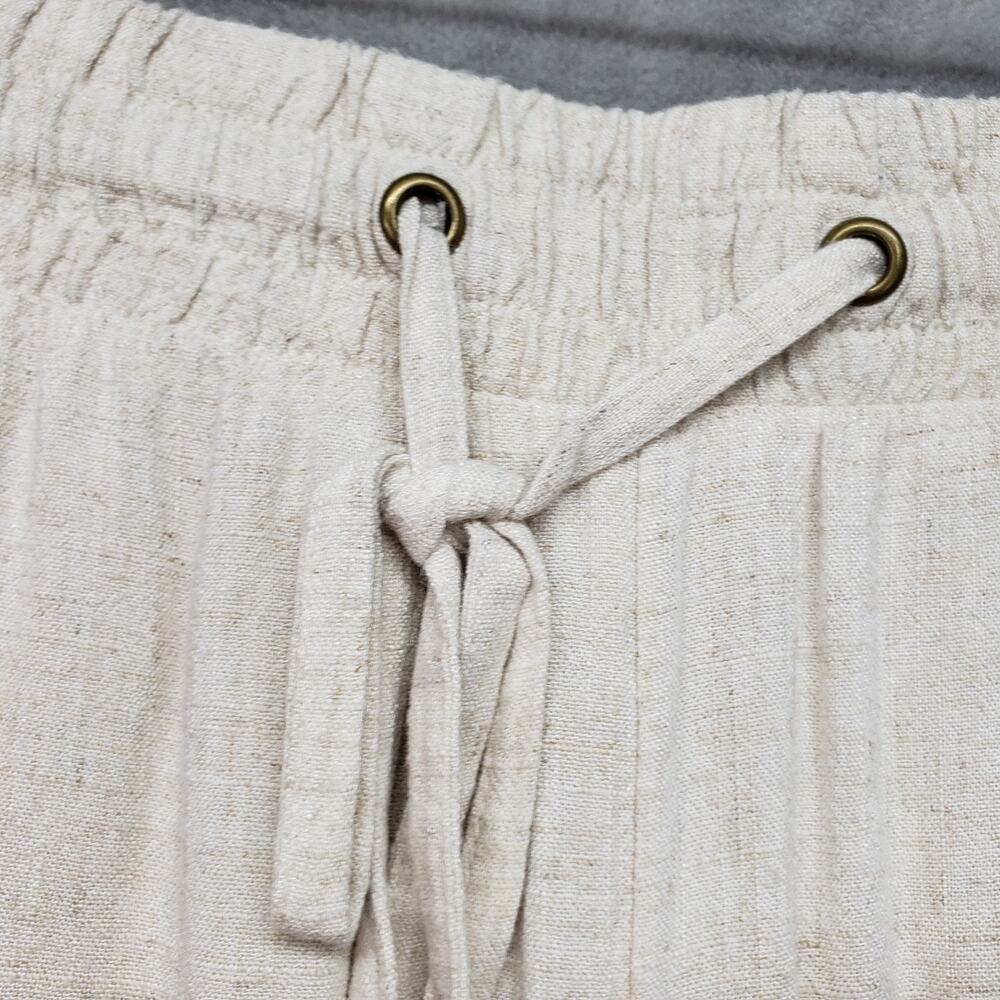 Falls Creek Womens 1X Beige Linen Blend Lounge Pants Wide Leg Drawstring NWT - Picture 5 of 15